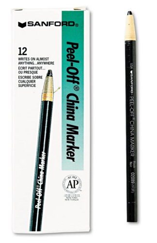 Pencil, Wax, Blaisdell, Black, for Marking on Glass or Porcelain, 12/PK