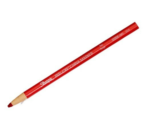 Pencil, Wax, Blaisdell, Red, for Marking on Glass or Porcelain, 12/PK