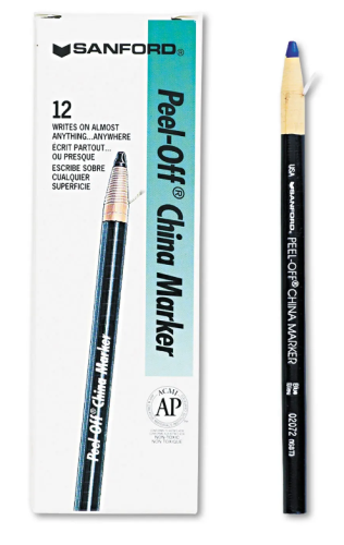 Pencil, Wax, Blaisdell, Blue, For Marking on Glass or Porcelain.