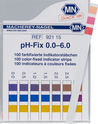 pH Paper Test Strips, pH Range 0.0-6.0