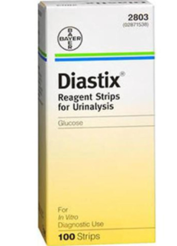 Diastix Urine Test Strips for Glucose Detection, 100/PK, Bayer, 2803