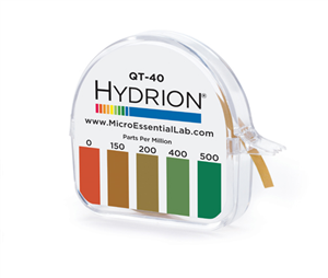 HYDRION Quaternary Test Papers, 0-500 ppm, Dispenser with 15 ft. x 5/32 in. Roll, Approximately 100 Tests/Roll, Color Chart Included