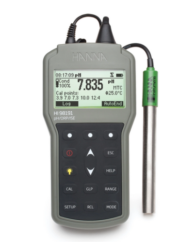 Professional Waterproof Portable pH/ORP/ISE/Temperature Meter, Hanna Instruments, HI98191