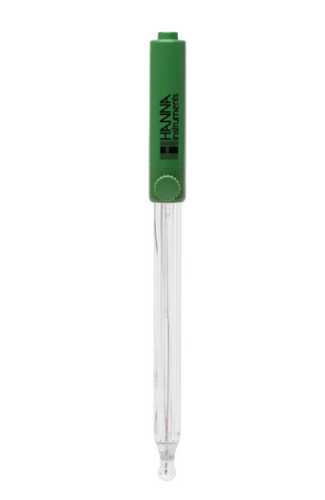 pH Electrode for Edge Tablet Meters, with Smart Chip, Built-in Temperature Sensor, Glass Body, Double Junction, Refillable, Matching Pin, 3.5 mm Connector, 1 m Cable, Hanna Instruments, HI11311
