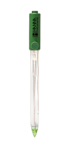 pH Electrode for Edge Tablet Meters, with Smart Chip, Built-in Temperature Sensor, Low-Temperature Glass, Triple Ceramic, Single Junction, Refillable, 3.5 mm, 1 m Cable, Semi-Solids and Emulsions, Hanna Instruments, HI10530