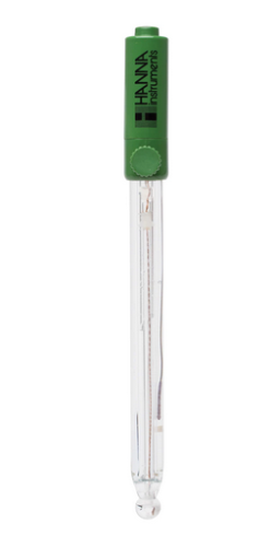 pH Electrode for Edge Tablet Meters, with Smart Chip, Built-in Temperature Sensor, High-Temperature Glass, Double Junction, Refillable, 3.5 mm Connector, 1 m Cable for Hydrocarbons/Solvents, Hanna Instruments, HI10430