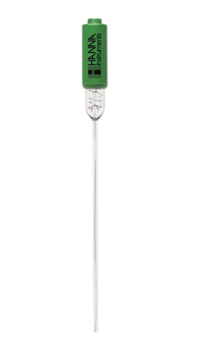 pH Electrode, Glass Body, Single Junction, Extended Length with Micro Bulb and BNC Connector, 1 m Cable, Hanna Instruments, HI1093B