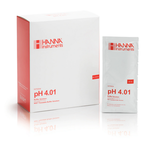 pH 4.01 Buffer Sachets, 25 x 20 mL Sachets, Hanna Instruments, HI70004P
