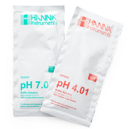 pH 4.01 and 7.01 Calibration Buffer Sachets, 10 x 20mL, 5 Each, Hanna Instruments, HI77400P