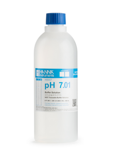 pH 7.01 Buffer Technical Calibration Solution with Certificate of Analysis 500 mL, Hanna Instruments, HI5007