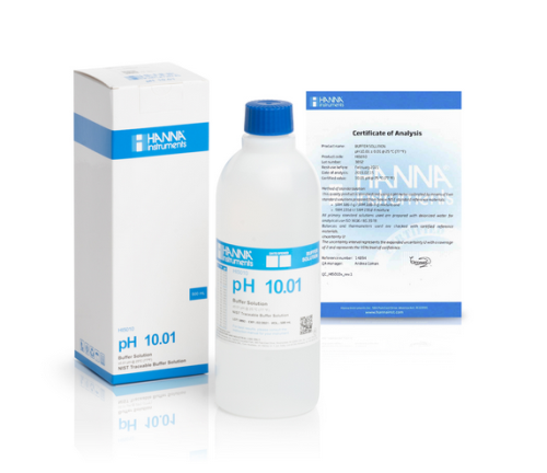 pH 10.01 Buffer Technical Calibration Solution with Certificate of Analysis 500 mL, Hanna Instruments, HI5010