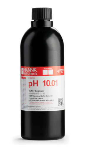 Buffer Solution, pH 10.01, 500 mL FDA-Approved Opaque Bottle, Hanna Instruments, HI8010L