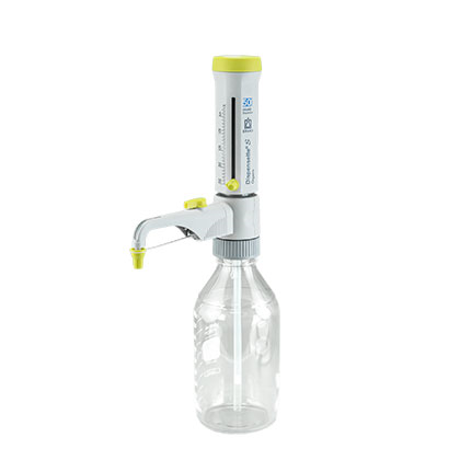 Adjustable Dispensette S Organic Bottletop Dispenser, Analog, with Recirculation Valve, 2.5 to 25 mL, Brandtech Scientific, Inc, 4630151