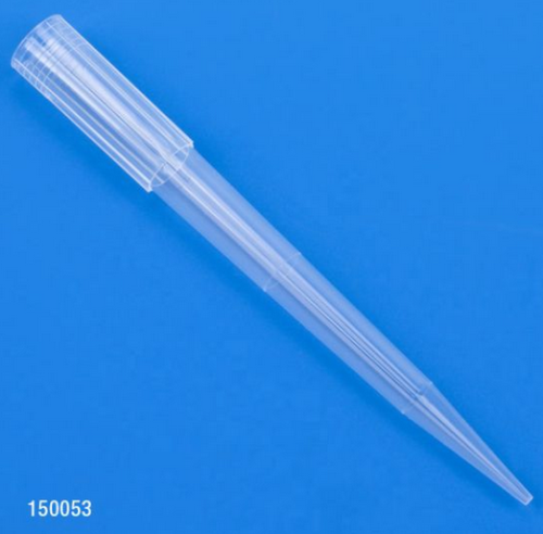Pipette Tips, 100-1250 Microliters, Low Retention, Certified Universal, Natural, 84 mm, STERILE, Reloading Stack, 480/PK (5 Stacks of 96/Tray), Globe Scientific, 150053RFS
