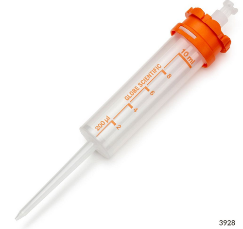 RV-Pette PRO Dispenser Tip for Repeat Volume Pipettors, Certified, Sterile, Individually Wrapped, 10 mL, 100/PK, Globe Scientific, 3928