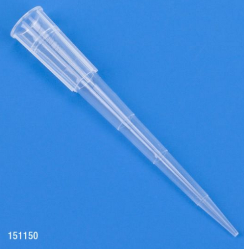 Certified Pipette Tips, 1-200 microliters, Universal, Natural, 54 mm, Bulk, 1000/PK, Globe Scientific, 151150