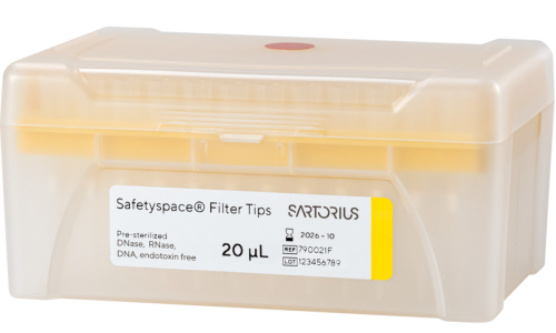 Micropipette Tips, Safety-Space, Filtered, 20 microliters, Sterile, Racked, 960/PK, Sartorius, 790021F