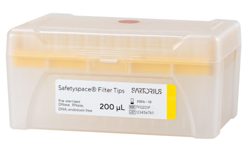 Micropipette Tips, Safety-Space, Filtered, 200 microliters, Sterile, Racked, 960/PK, Sartorius, 790201F