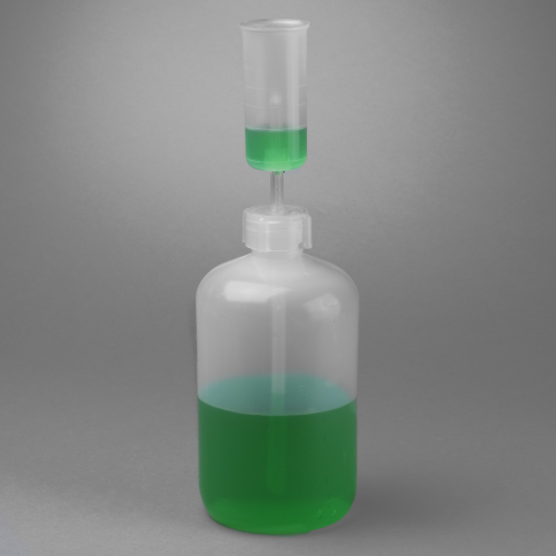 Measure-Matic Dispenser, Measures liquids from 5 mL to 25 mL, Bottle is Low-Density Polyethylene, Cup and Closure are Polypropylene