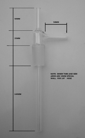 Vacuum Trap, Glass, with 29/42 Taper Joint and 3/8 in. Fittings, Custom Glass Blowing, 31087