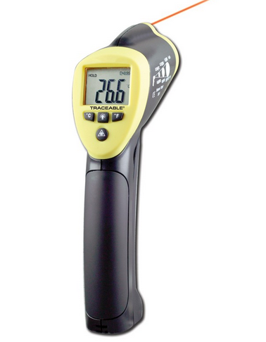 Traceable Infrared Thermometer Gun, Temperature Range is -58 to 1832 Degrees F and -50 to 1000 Degrees C (Pictured Left) Emissivity is Fixed at 0.95, Antylia, 4483