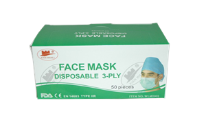 Disposable Flat Paper Face Masks, 50/PK
