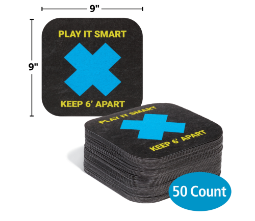X Play-It-Smart Social Distancing Floor Sign & Markers, 50/PK