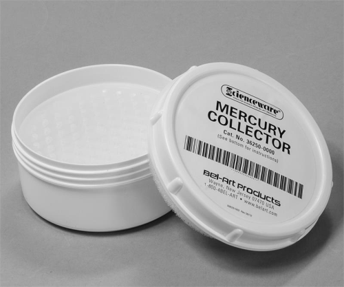 Mercury Collector, Polyethylene, For Collection of Mercury, Accidentally Spilled, Supplied with One Replacement Pad, Bel Art Products, F36250-0000