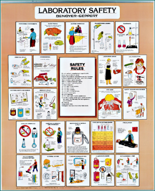 Laboratory Safety Chart, Illustrated Safety Table for your Wall, Vital Safety Information - Instantly, Full-Time Reinforcement of Safe Lab Conduct