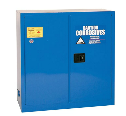 Eagle Corrosive Safety Cabinet, 30 Gallon, 1 Shelf, 2 Door, Manual Close, Metal , Blue, 43 x 18 x 44 in., Justrite, CRA32X