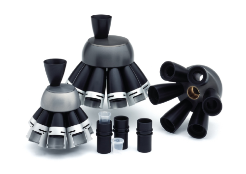 Dividing Head of Aluminium, Hard Anodized, with 10 Quick-Release Sample Outlets, for PT100 Divider