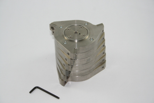 6-Disc Rotor, stainless Steel, with Reversible Cutting Tips of Tungsten Carbide