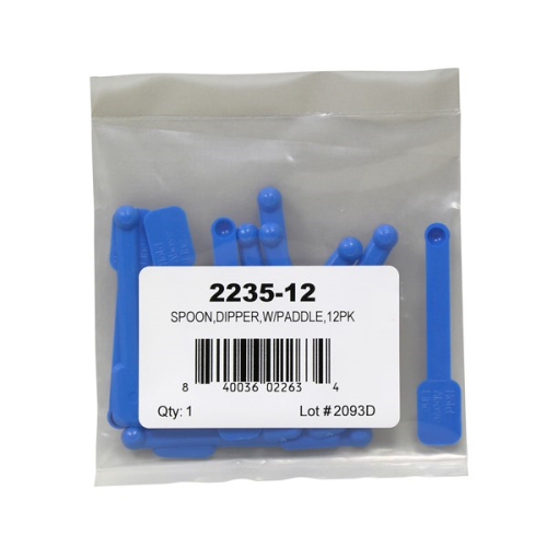 Dipper Spoon w/ Paddle Handle, .05 g, Plastic, Blue, 12/PK