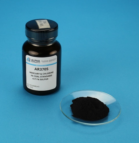 Mercury and Chlorine in Coal Standard CRM, 25 g, 0.16 ug/g Hg, 4.71% S