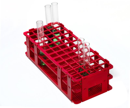 No -Wire Test Tube Rack for 13-16 mm Tubes, 60-Place, Red, Autoclavable, Bel Art Products, F18746-0001