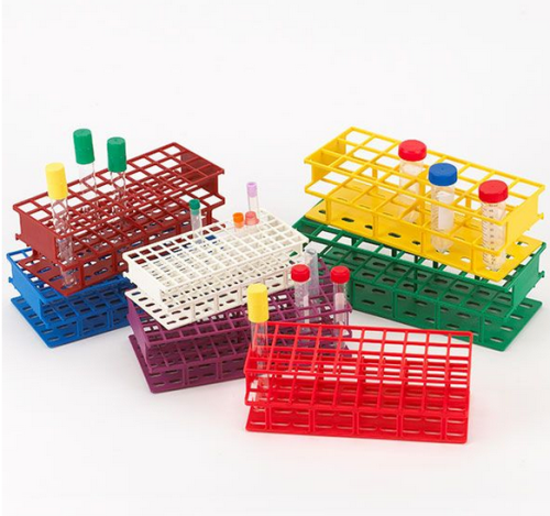 Test Tube Rack, Wireless, 30 mm, 24-Place, Full Size, Nylon, White, Globe Scientific, 456840W