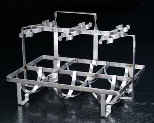 Kjeldahl Flask Carrier, Stainless Steel, 6-Place, Black Machine Company, SS-600