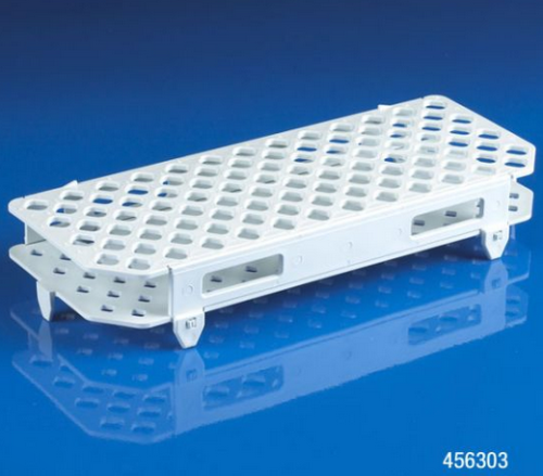 Rack, Microcentrifuge Tube, 100-Place, Polypropylene, White, Globe Scientific, 456303