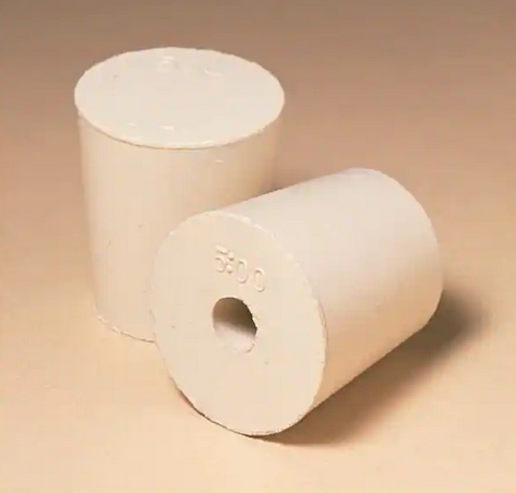Plasticoid Stopper, Tan Rubber, 1-Hole, for 500 mL Kjeldahl Flasks, 18/PK, U500M181