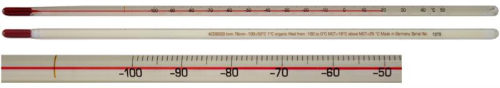 Precision Laboratory Thermometer, Red Spirit Filled, -30 Degrees to 120 Degrees F x 1 Degrees F, 76 mm Immersion, 305 mm Length