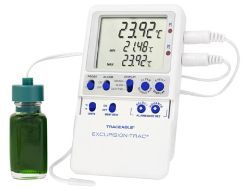 Traceable Thermometer, Excursion-Trac USB Datalogging, with 1 Bottle Probe and 1 Bullet Probe, 6434