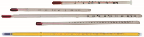 Thermometer, Fecal Incubator, 34.5-46 Degrees C, 0.1 Degree C, 76 mm, 240 mm, Spirit Filled