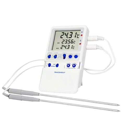 Traceable (Registered) Hi-Accuracy Dual Thermometer, with Dual Probes, -50.00 to 70.00 Degree C, Antylia, 4338