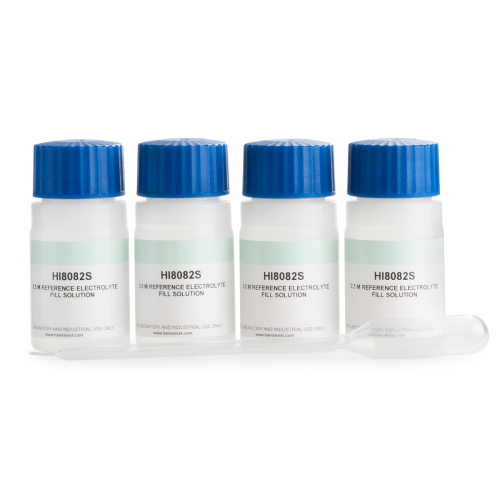 3.5M KCl Electrolyte Fill solution for Double-Junction Electrodes in a FDA Bottle, 4 x 30mL, Hanna Instruments, HI8082