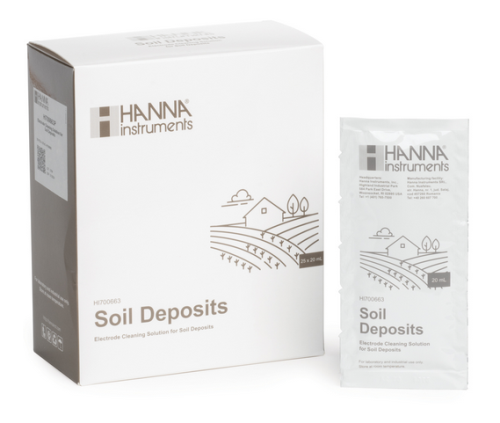 Electrode Cleaning Solution for Soil Deposits 25 x 20 mL Sachets, Hanna Instruments, HI700663P