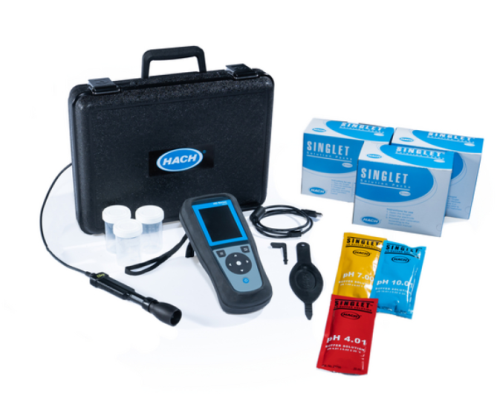HQ2200 Dual Input Portable Multi-Meter with Rugged Field Gel pH Electrode, 5 m Cable, HACH, LEV015.53.22009