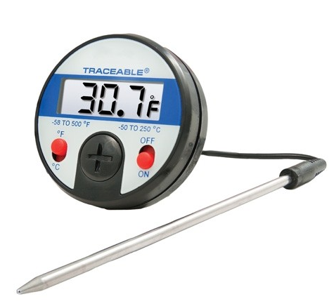 Digital Thermometer, Full-Scale, Traceable -58 to 500 Degree F & -50 to 250 Degree C, 2.1 in. x 9/16 in., 5-1/2 in. Probe, Antylia, 4152