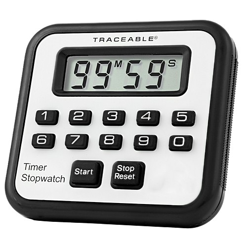 Traceable Timer/Stopwatch, Counts Up & Down, 99 Minutes 59 Seconds, 2-1/2 in. x 2-1/4 in. x 1/2 in., Antylia, 5020