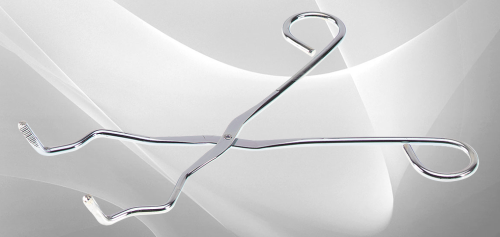 Crucible Tongs, 9 in., Short Neck Style, Steel, Cadmium Plated, Double Bent Crucible Tongs with Serrated Jaws