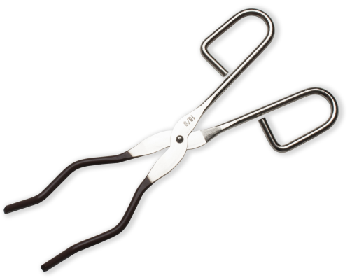 Crucible Tongs, Stainless Steel, Teflon Coated, Long Neck Style, with Serrated Jaws, 9 in.